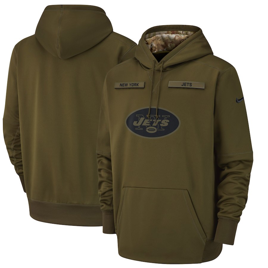 New York Jets Nike Salute to Service Sideline Therma Performance Pullover Hoodie Olive