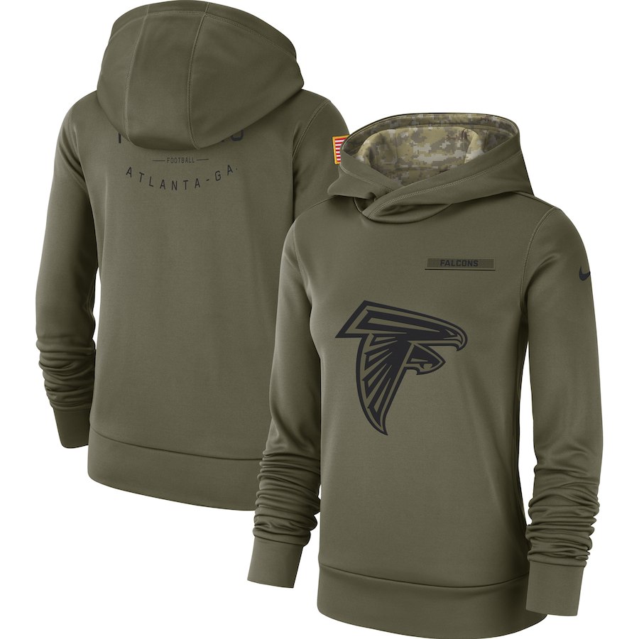 Atlanta Falcons Nike Women's Salute to Service Team Logo Performance Pullover Hoodie Olive