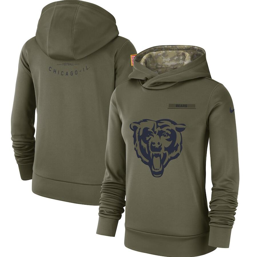 Chicago Bears Nike Women's Salute to Service Team Logo Performance Pullover Hoodie Olive