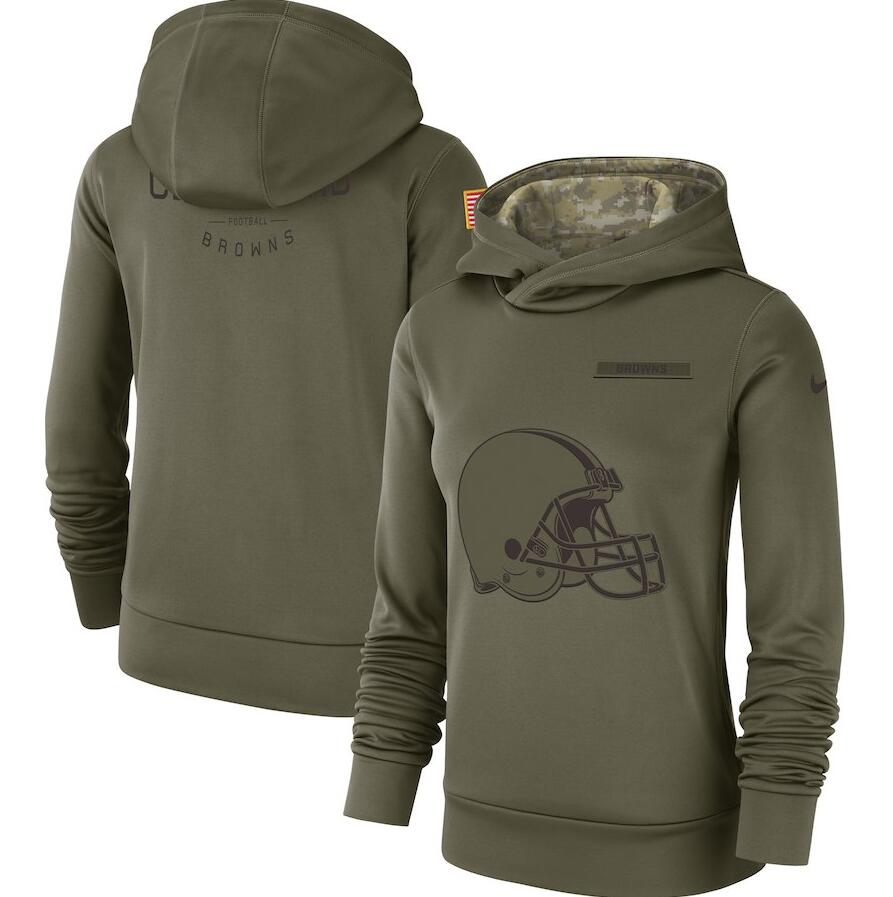 Cleveland Browns Nike Women's Salute to Service Team Logo Performance Pullover Hoodie Olive