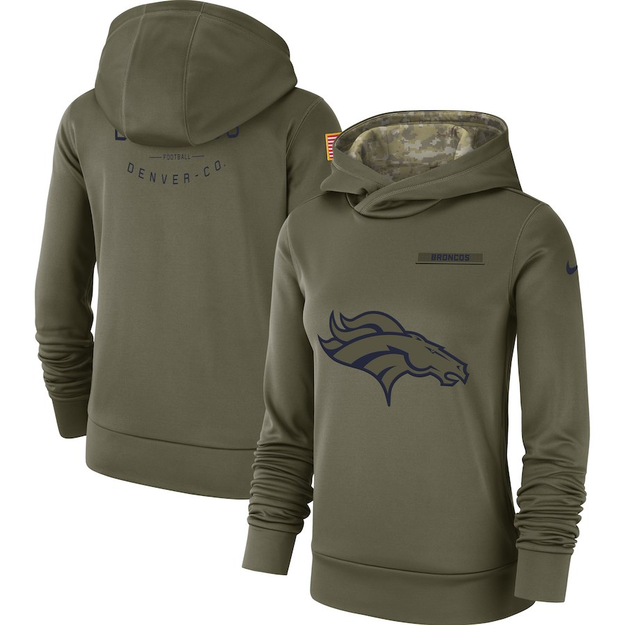 Denver Broncos Nike Women's Salute to Service Team Logo Performance Pullover Hoodie Olive