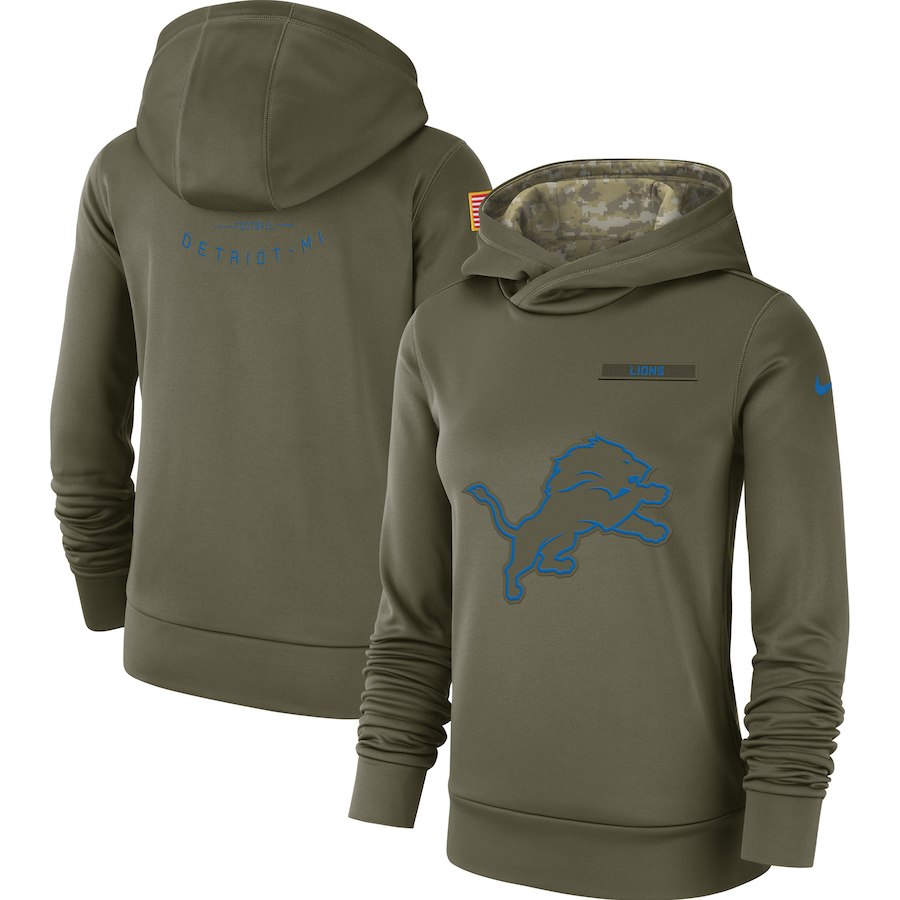 Detroit Lions Nike Women's Salute to Service Team Logo Performance Pullover Hoodie Olive