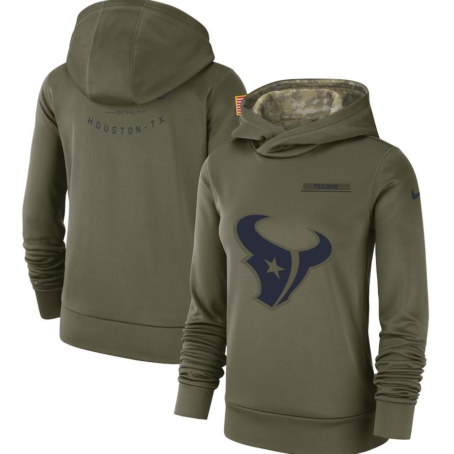 Houston Texans Nike Women's Salute to Service Team Logo Performance Pullover Hoodie Olive