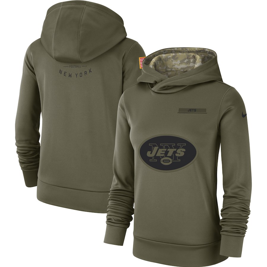New York Jets Nike Women's Salute to Service Team Logo Performance Pullover Hoodie Olive