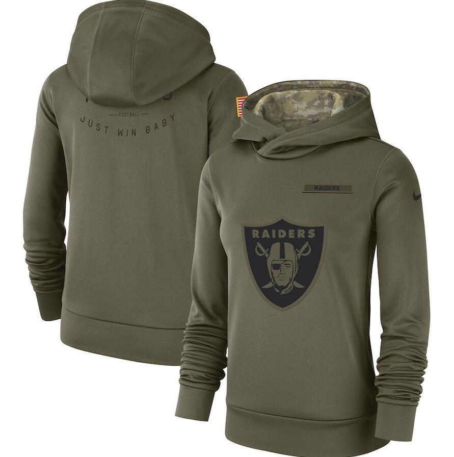 Oakland Raiders Nike Women's Salute to Service Team Logo Performance Pullover Hoodie Olive