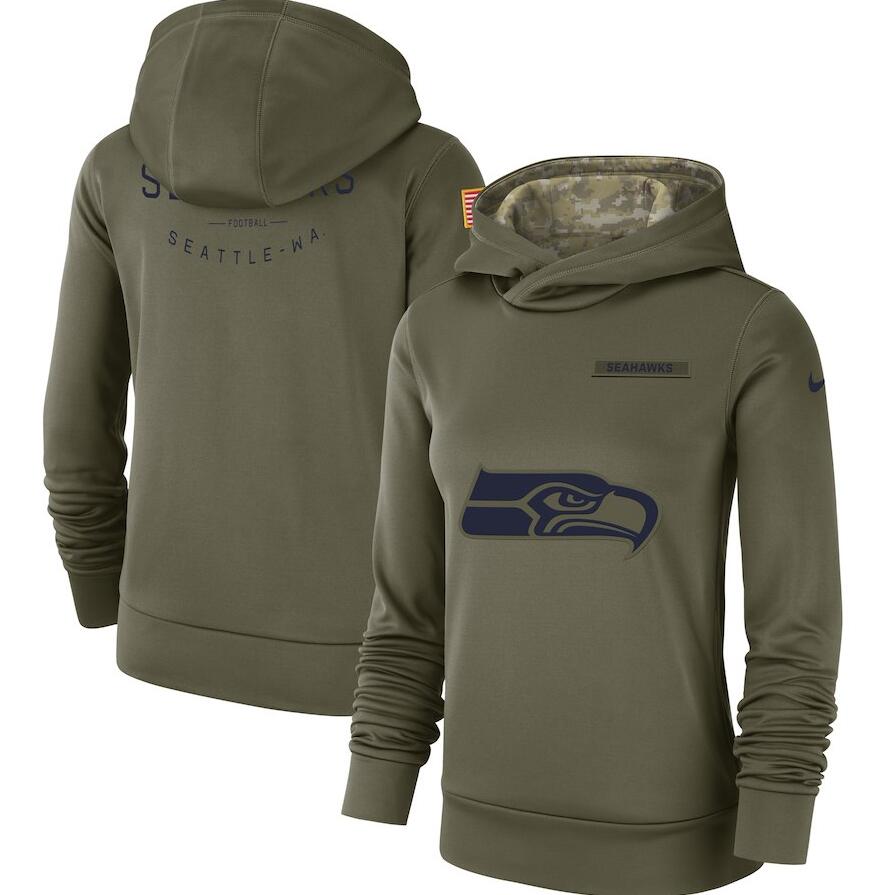 Seattle Seahawks Nike Women's Salute to Service Team Logo Performance Pullover Hoodie Olive