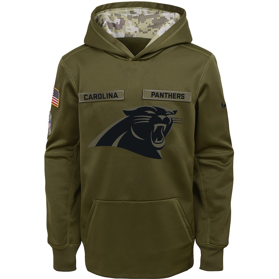 Carolina Panthers Nike Youth Salute to Service Pullover Performance Hoodie Green