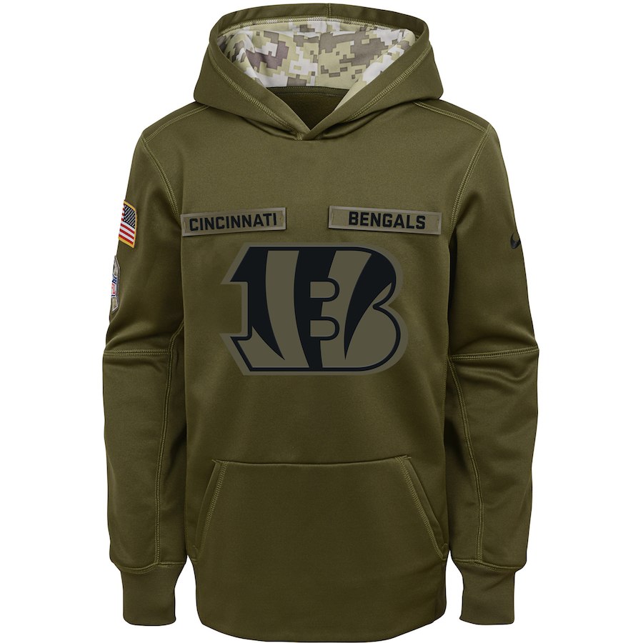 Cincinnati Bengals Nike Youth Salute to Service Pullover Performance Hoodie Green