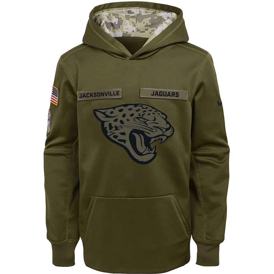 Jacksonville Jaguars Nike Youth Salute to Service Pullover Performance Hoodie Green