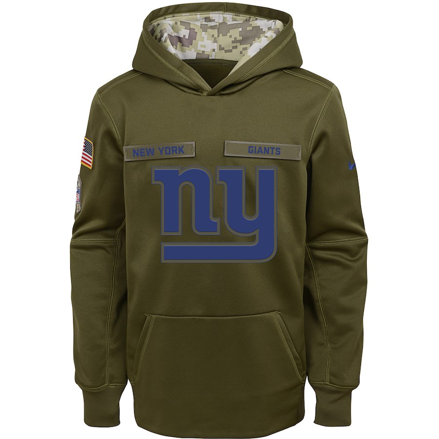 New York Giants Nike Youth Salute to Service Pullover Performance Hoodie Green