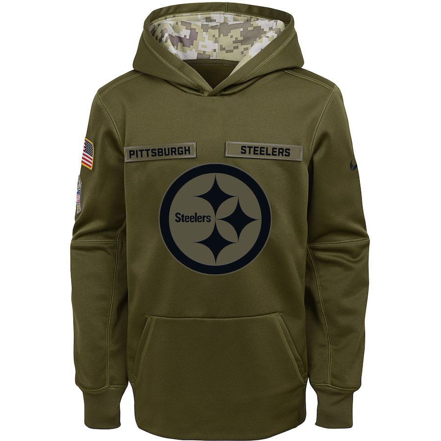 Pittsburgh Steelers Nike Youth Salute to Service Pullover Performance Hoodie Green