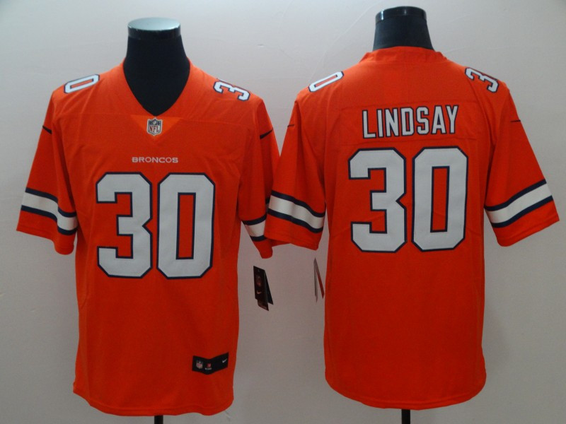 Nike Broncos 30 Phillip Lindsay Orange Color Rush Limited Jersey