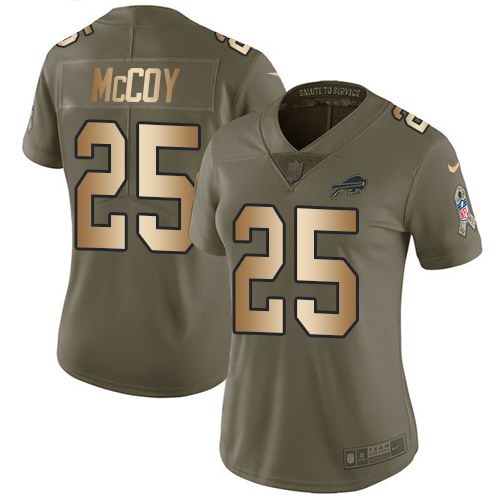 Nike Bills 25 LeSean McCoy Olive Gold Women Salute To Service Limited Jersey
