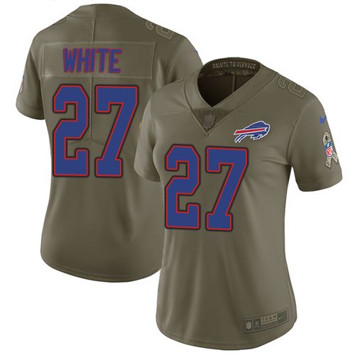Nike Bills 27 Tre'Davious White Olive Women Salute To Service Limited Jersey