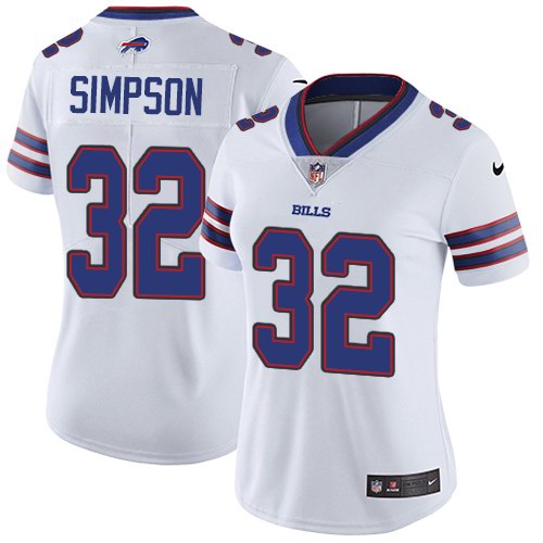 Nike Bills 32 O.J. Simpson White Women Vapor Untouchable Limited Jersey