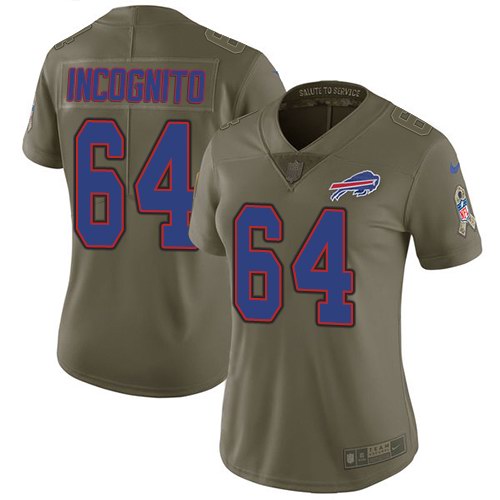 Nike Bills 64 Richie Incognito Olive Women Salute To Service Limited Jersey - Click Image to Close