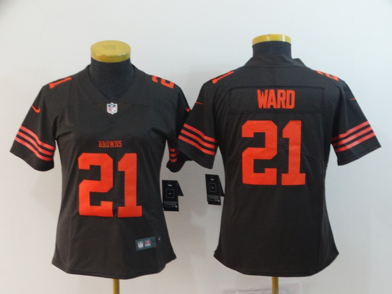 Nike Browns 21 Denzel Ward Brown Women Color Rush Limited Jersey