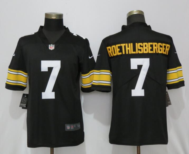 Nike Steelers 7 Ben Roethlisberger Black Alternate Game Jersey