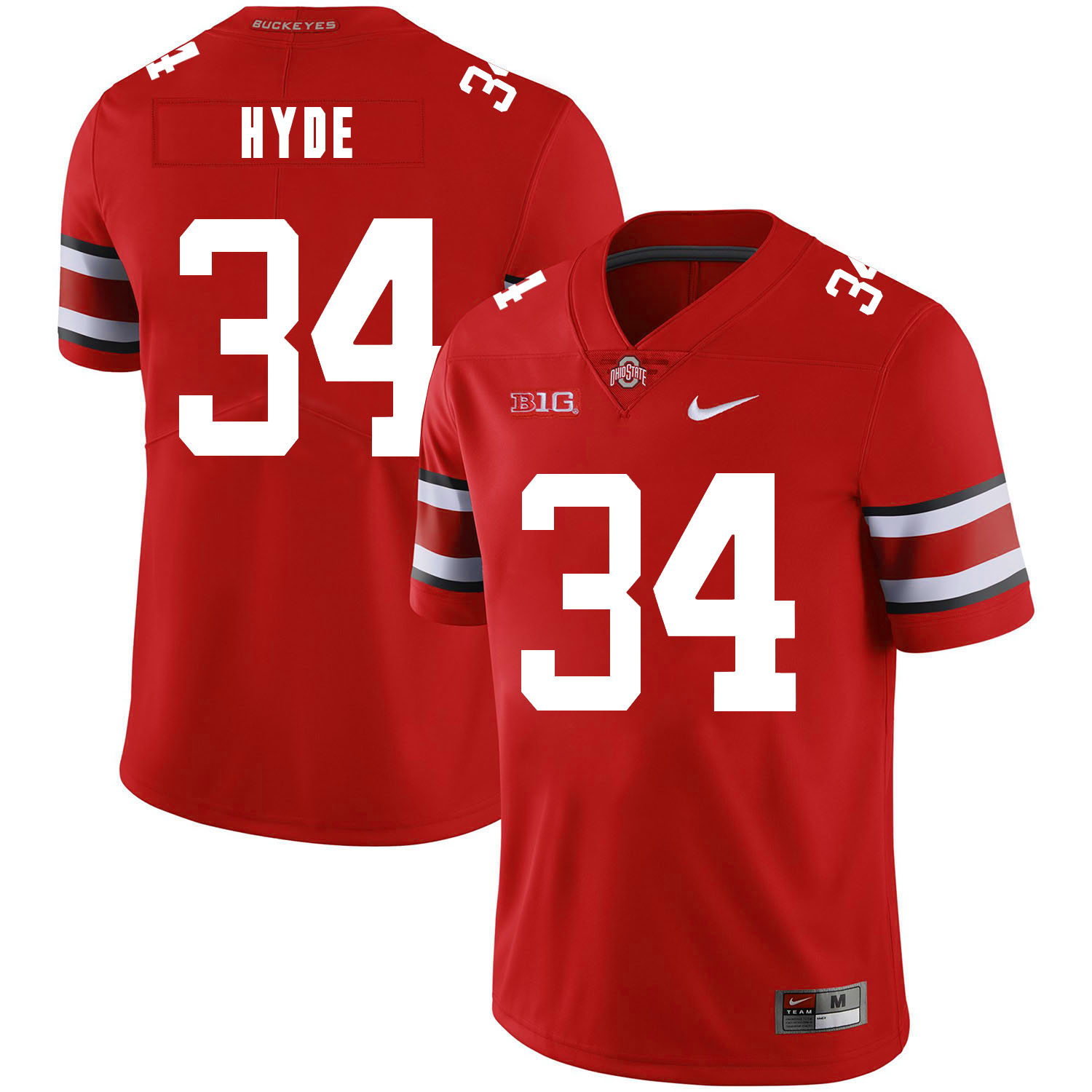Ohio State Buckeyes 34 Carlos Hyde Red Nike College Football Jersey - Click Image to Close