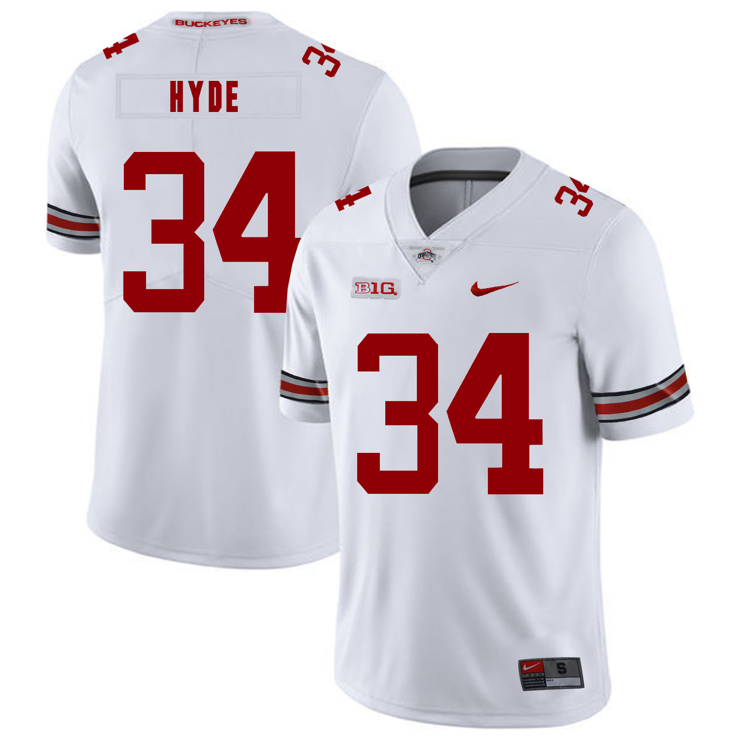 Ohio State Buckeyes 34 Carlos Hyde White Nike College Football Jersey - Click Image to Close