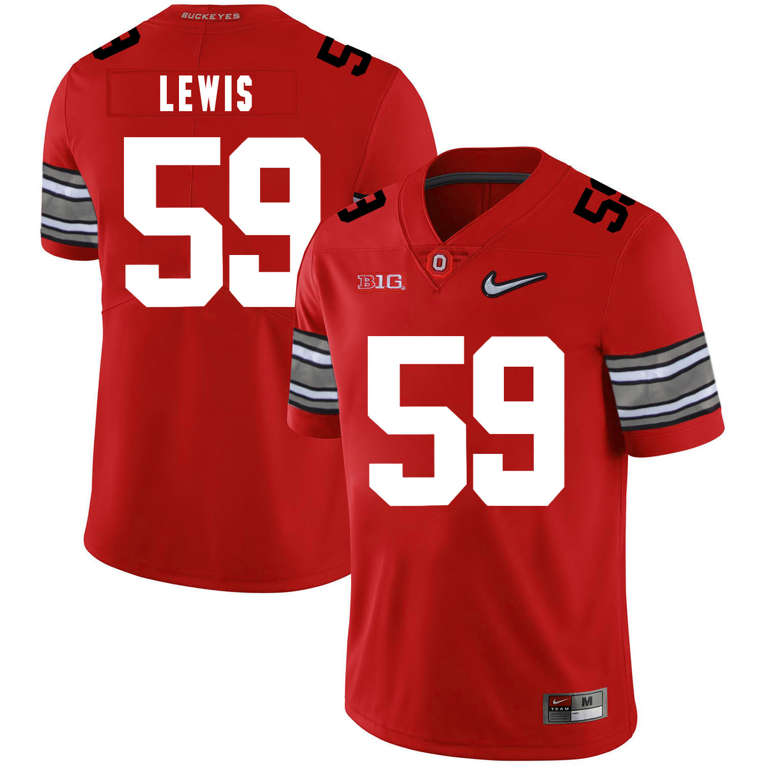 Ohio State Buckeyes 59 Tyquan Lewis Red Diamond Nike Logo College Football Jersey - Click Image to Close