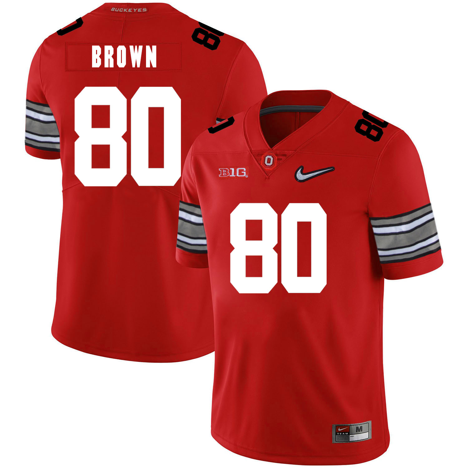 Ohio State Buckeyes 80 Noah Brown Red Diamond Nike Logo College Football Jersey - Click Image to Close