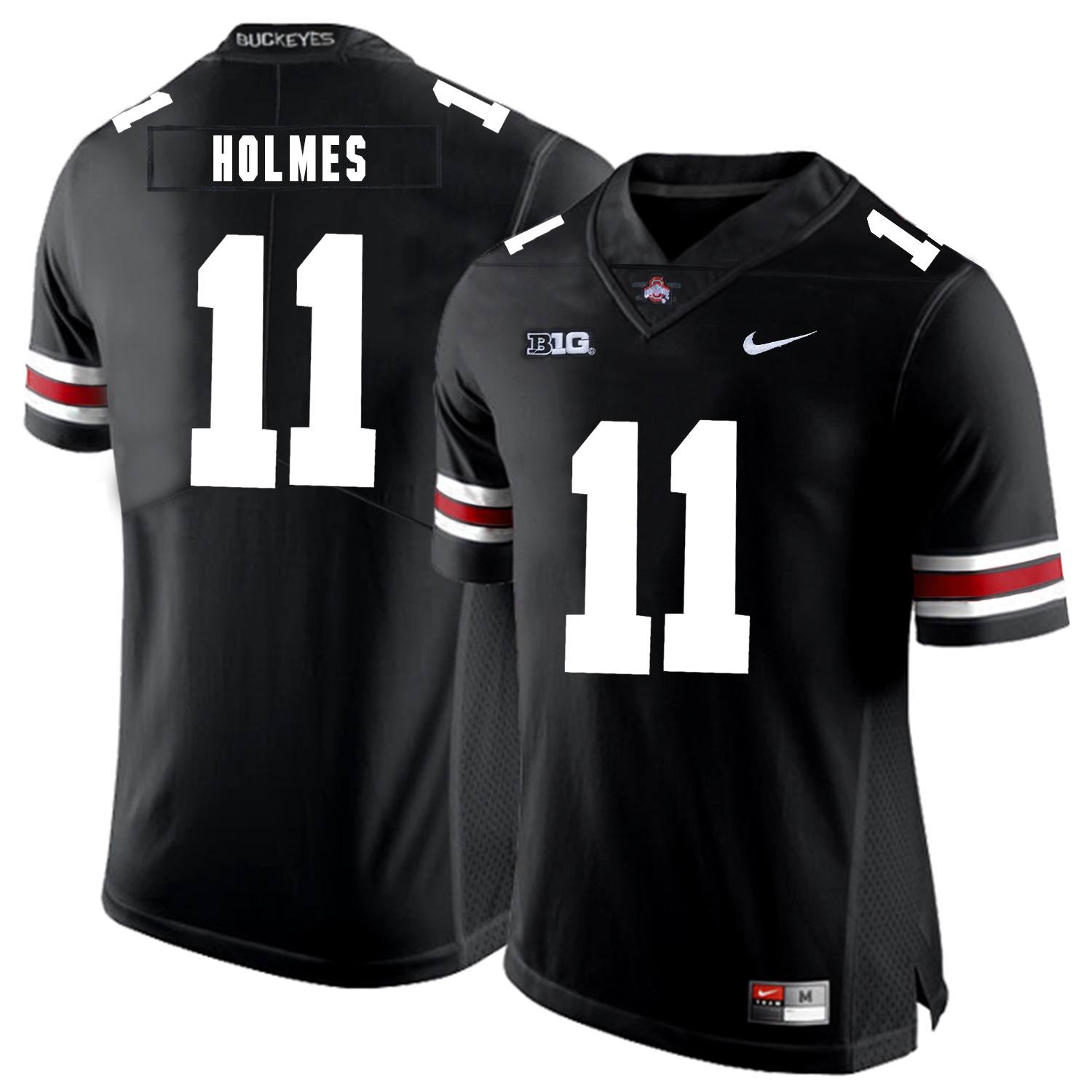 Ohio State Buckeyes 11 Jalyn Holmes Black Nike College Football Jersey - Click Image to Close