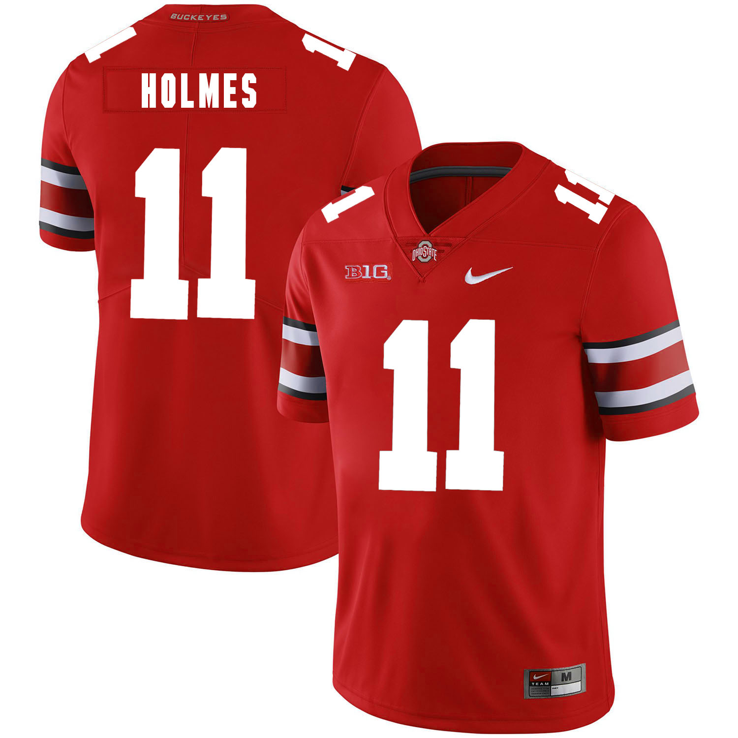 Ohio State Buckeyes 11 Jalyn Holmes Red Nike College Football Jersey - Click Image to Close