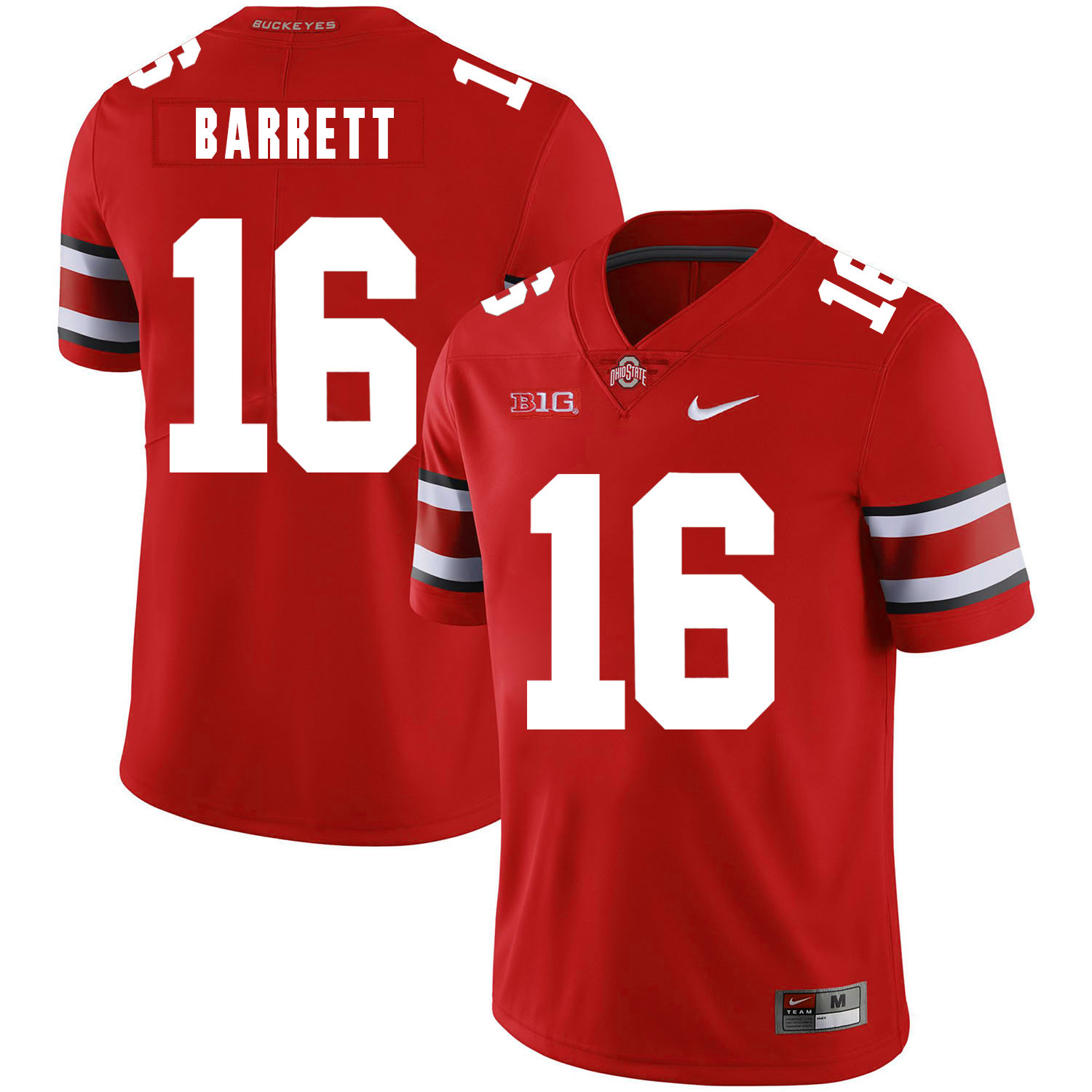 Ohio State Buckeyes 16 J.T. Barrett Red Nike College Football Jersey - Click Image to Close
