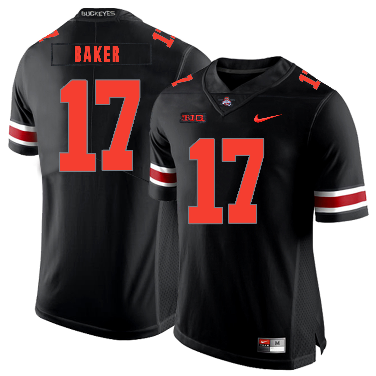 Ohio State Buckeyes 17 Jerome Baker Black Shadow Nike College Football Jersey - Click Image to Close