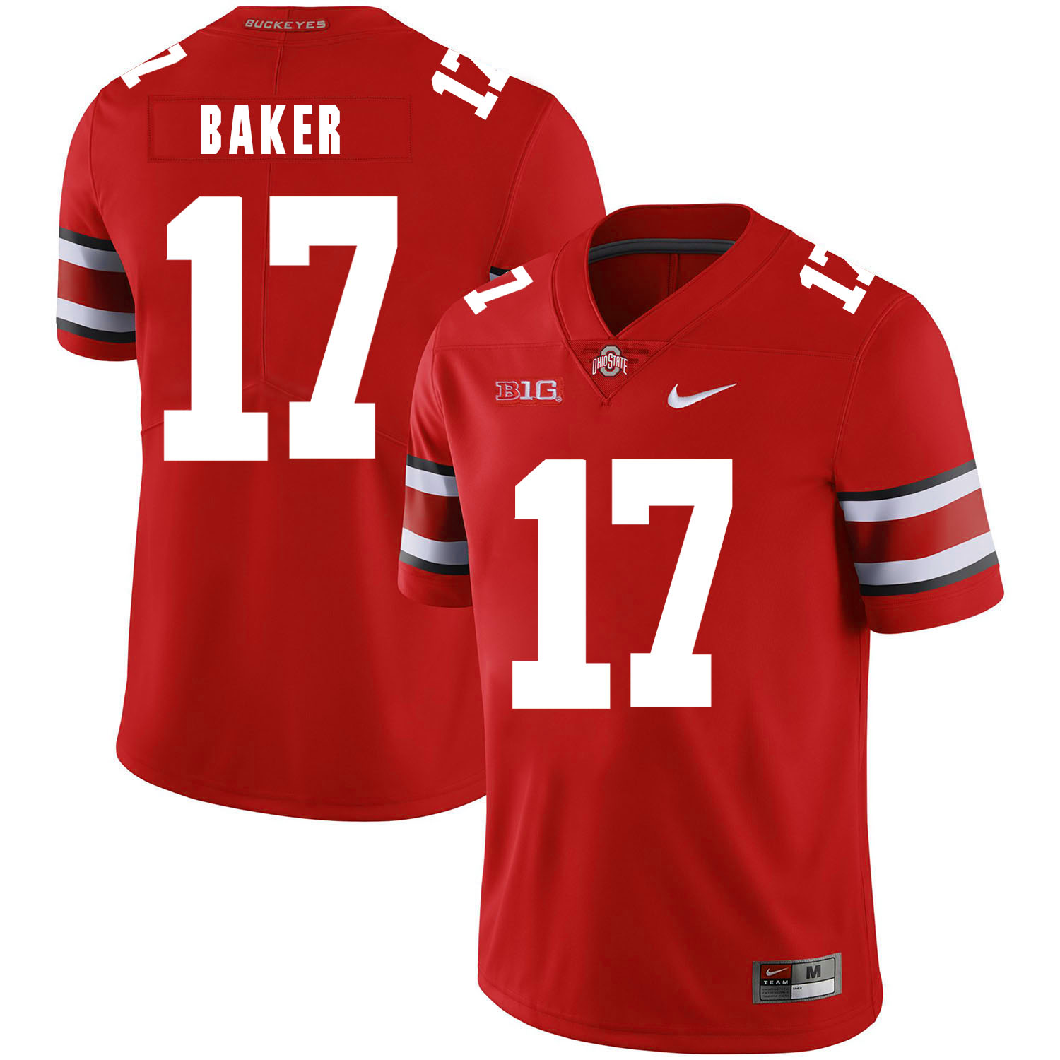 Ohio State Buckeyes 17 Jerome Baker Red Nike College Football Jersey - Click Image to Close