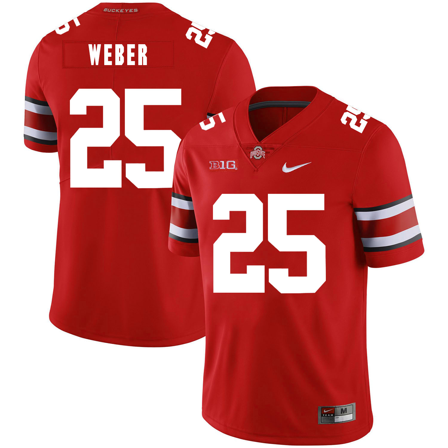 Ohio State Buckeyes 25 Mike Weber Red Nike College Football Jersey - Click Image to Close