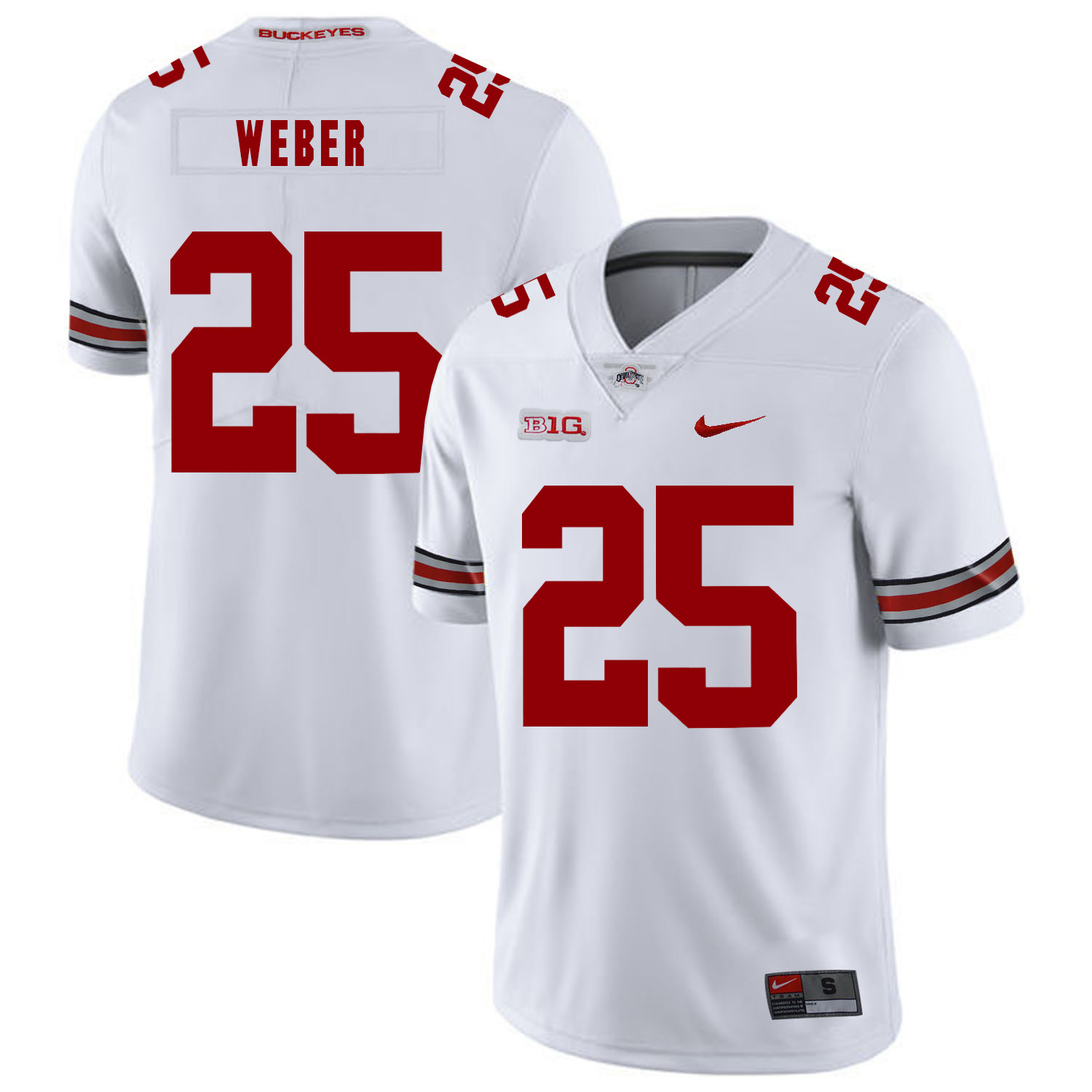 Ohio State Buckeyes 25 Mike Weber White Nike College Football Jersey - Click Image to Close