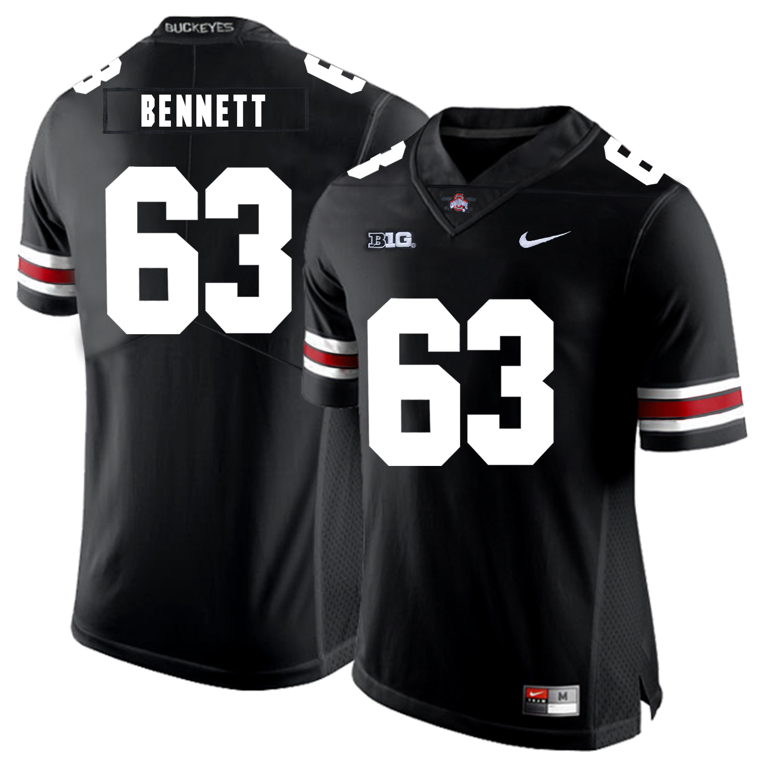 Ohio State Buckeyes 63 Michael Bennett IV Black Nike College Football Jersey