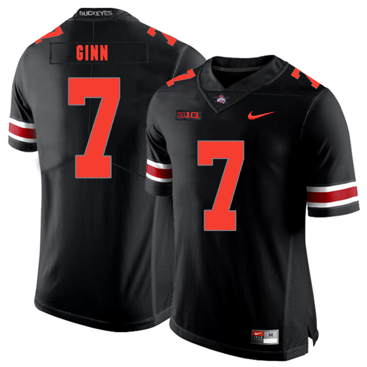 Ohio State Buckeyes 7 Ted Ginn Jr. Black Shadow Nike College Football Jersey - Click Image to Close