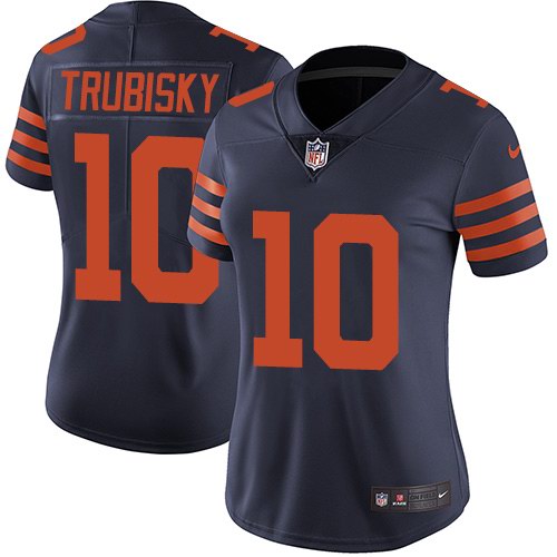 Nike Bears 10 Mitchell Trubisky Navy Throwback Women Vapor Untouchable Limited Jersey
