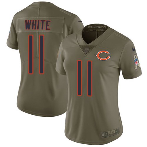 Nike Bears 11 Kevin White Olive Women Salute To Service Limited Jersey