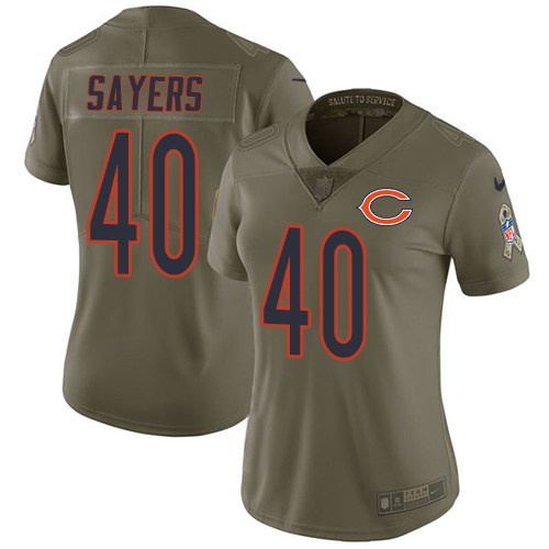Nike Bears 40 Gale Sayers Olive Women Salute To Service Limited Jersey