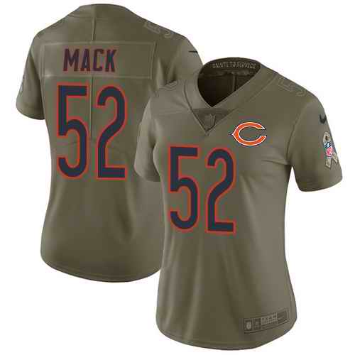 Nike Bears 52 Khalil Mack Olive Women Salute To Service Limited Jersey