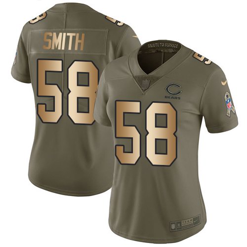 Nike Bears 58 Roquan Smith Olive Gold Women Salute To Service Limited Jersey