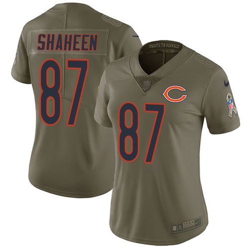 Nike Bears 87 Adam Shaheen Olive Women Salute To Service Limited Jersey