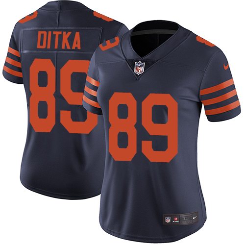 Nike Bears 89 Mike Ditka Navy Throwback Women Vapor Untouchable Limited Jersey