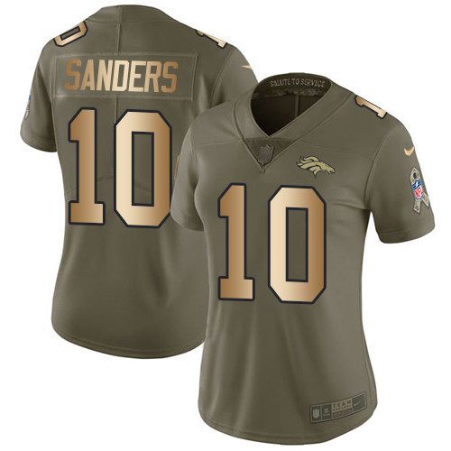 Nike Broncos 10 Emmanuel Sanders Olive Gold Women Salute To Service Limited Jersey