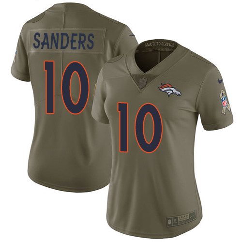 Nike Broncos 10 Emmanuel Sanders Olive Women Salute To Service Limited Jersey - Click Image to Close