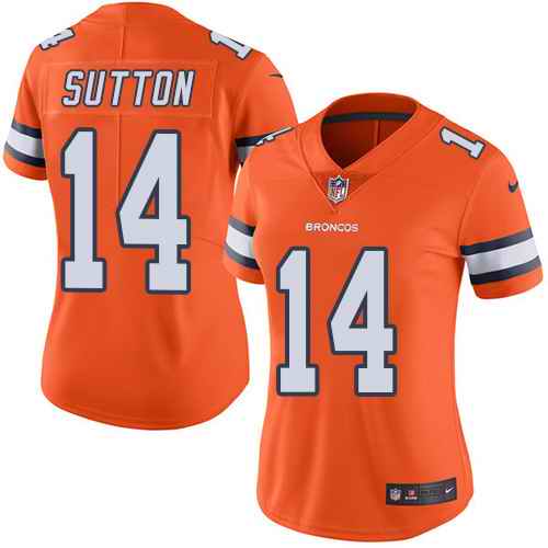 Nike Broncos 14 Courtland Sutton Orange Women Color Rush Limited Jersey
