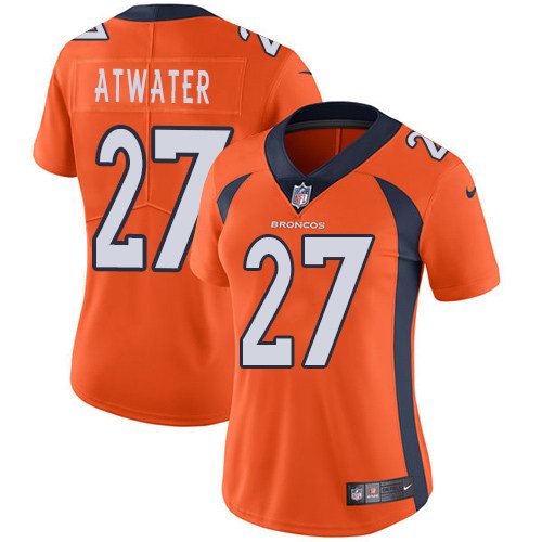 Nike Broncos 27 Steve Atwater Orange Women Vapor Untouchable Limited Jersey