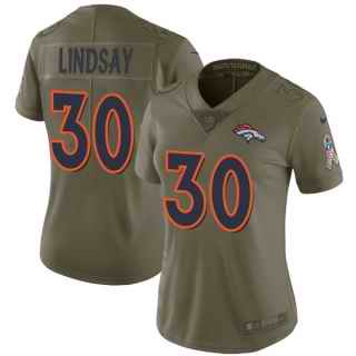 Nike Broncos 30 Phillip Lindsay Olive Camo Women Salute To Service Limited Jersey