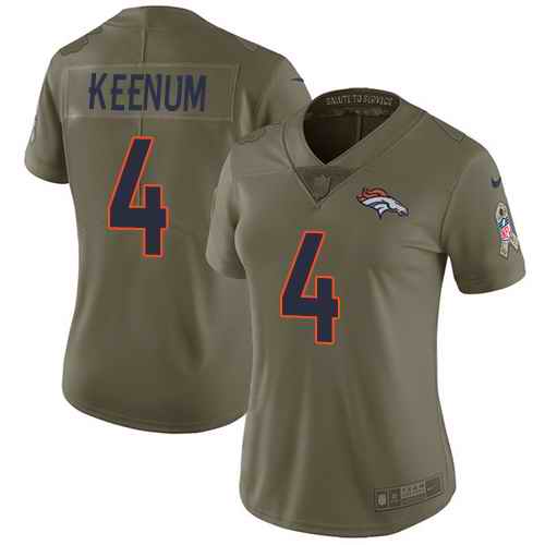 Nike Broncos 4 Case Keenum Olive Women Salute To Service Limited Jersey