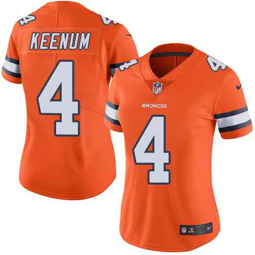 Nike Broncos 4 Case Keenum Orange Women Color Rush Limited Jersey