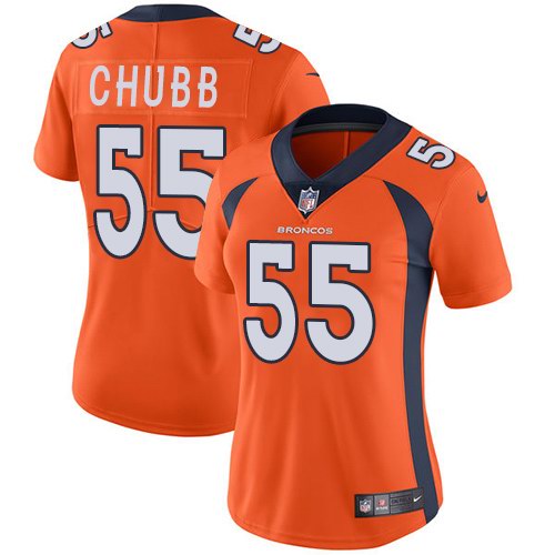Nike Broncos 55 Bradley Chubb Orange Women Vapor Untouchable Limited Jersey